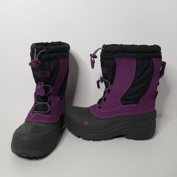 The North Face Alpenglow Waterproof Insulated Fuscha/Gray Snow Boots Girls 5 - Picture 3 of 12